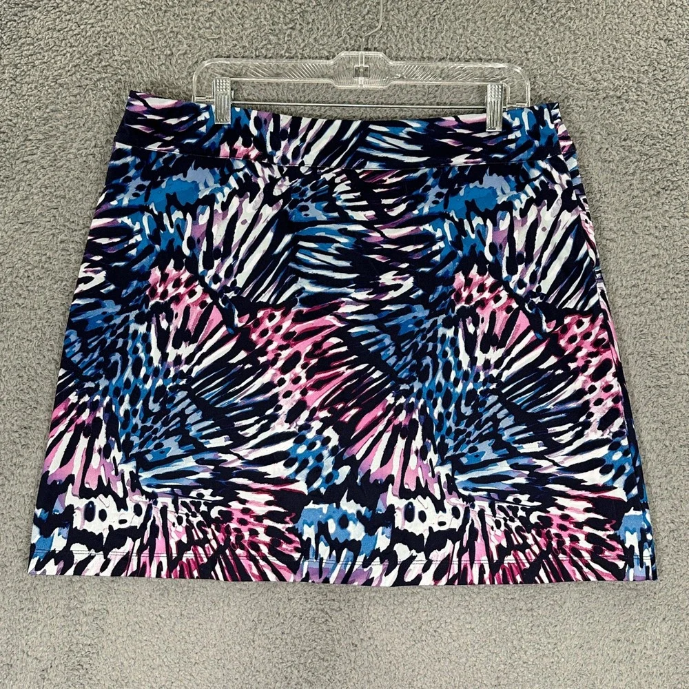 Coral Bay Skort Womens Large Blue Pink Abstract Athletic Pockets Stretch
